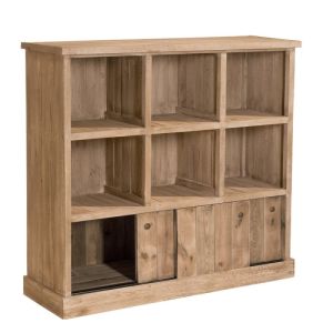 Buffet bas westside pin naturel 6 cases 2 portes coulissantes 119x 39 x 110 cm