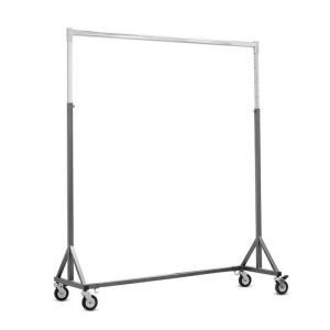 Portant droit industriel en z rglable 140 x 184 cm avec roulettes gris martel