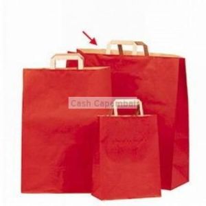 50 sacs kraft poignes plates rouge 45 x 15 x 49 cm