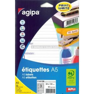 48 tiquettes expditeur/ destinataire 64 x 133 mm